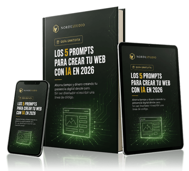 Mockup de la guía: 7 prompts para crear tu web con IA