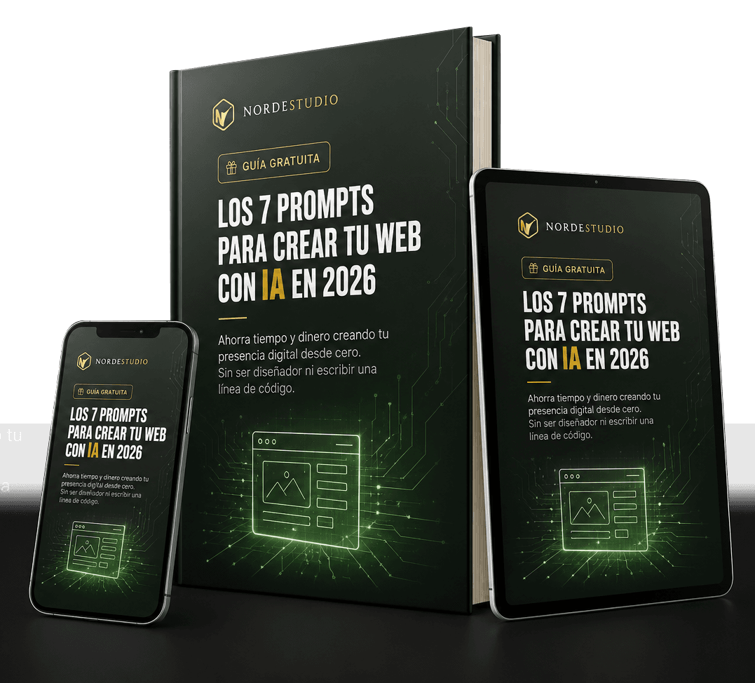 Mockup de la guía: 7 prompts para crear tu web con IA