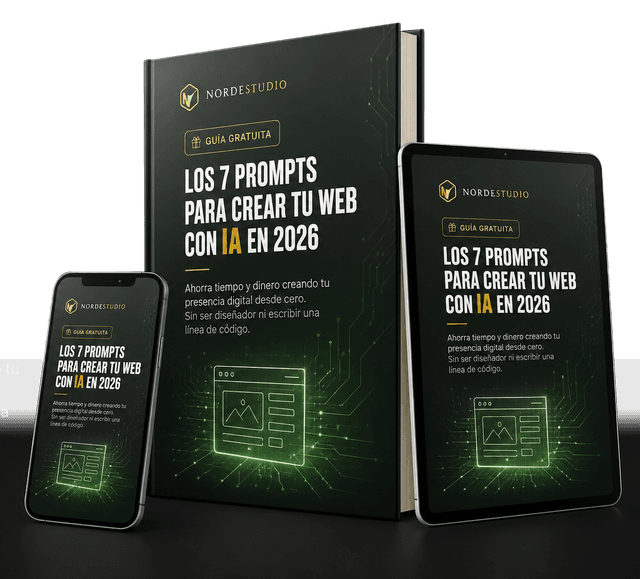 Mockup de la guía: 7 prompts para crear tu web con IA
